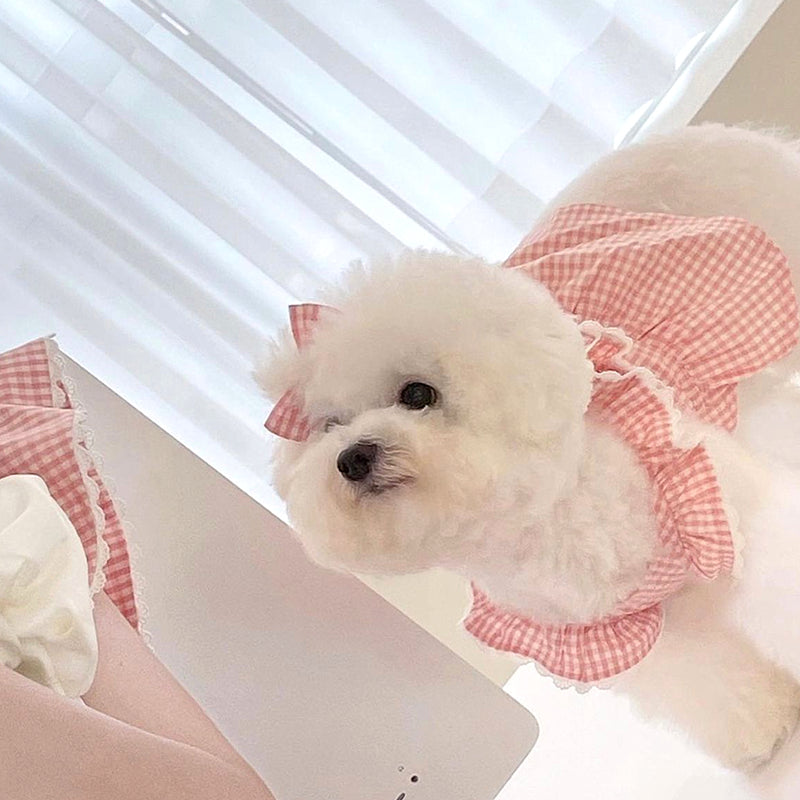 [犬 服]犬 洋服 ins人気商品 ペット夏犬スリングレースドレス子犬猫服薄いスタイル