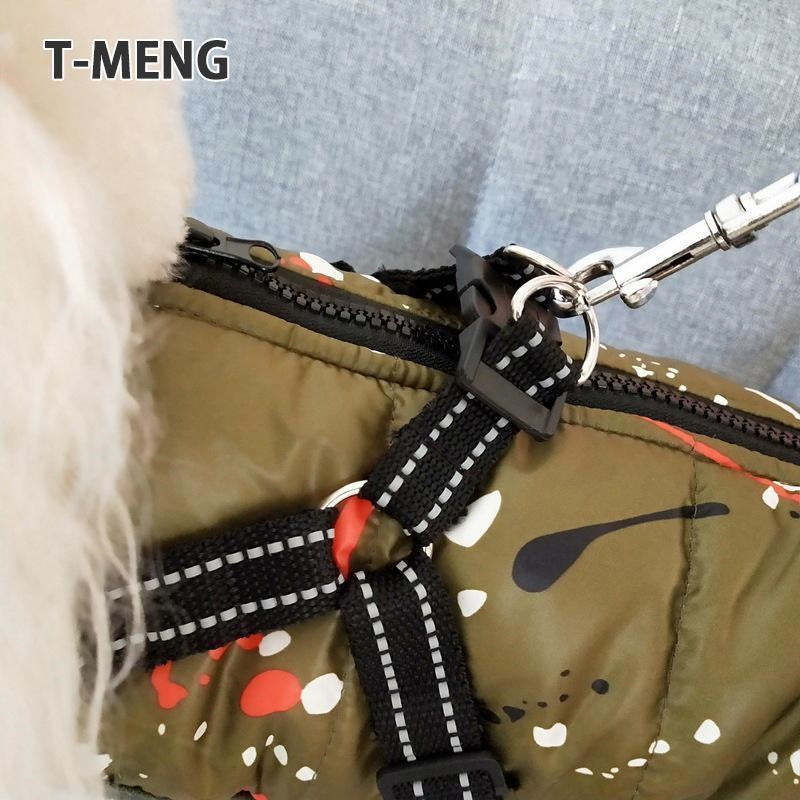 新作登場 ペットベスト ダウン風ベスト ドッグウェア 犬用アウター ペット服とハーネス一体 コート 中綿 秋冬服 小型犬 中型犬 ジップアップ 防寒 温かい 犬猫用