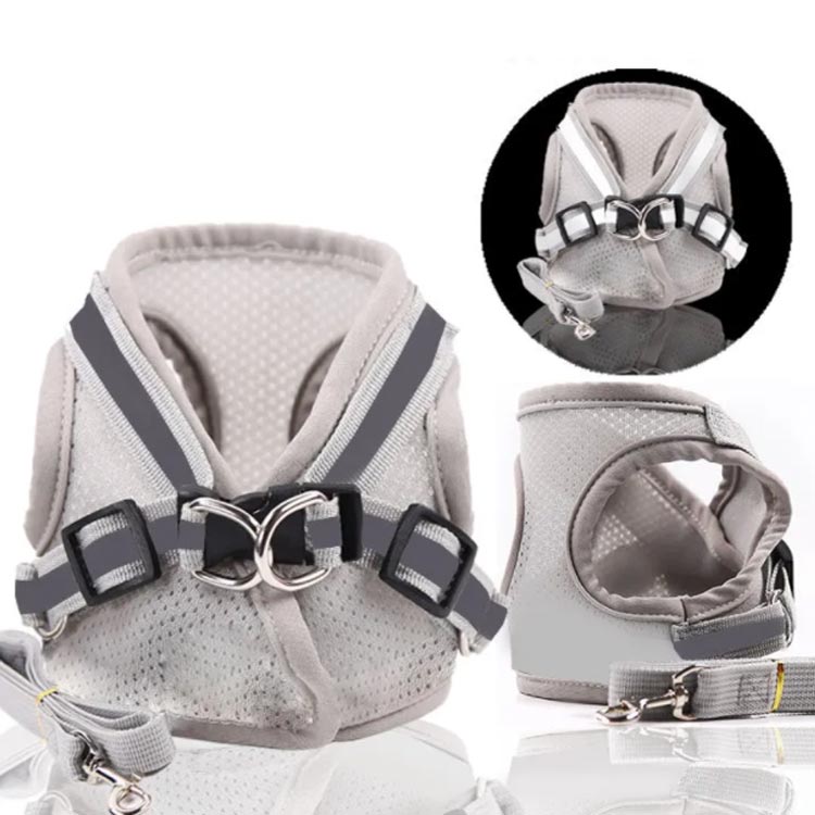 ペット 犬用 猫用 ハーネス リードセット メッシュ 通気性 胴輪 軽量 シンプル 簡単装着 S M L XL 夜間反射 夜間反射 小型犬 中型犬 お散歩 お出かけ グッズ 安全 抜けない プードル
