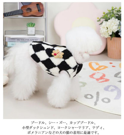 新作セール犬 服 犬の服 小型犬 タンクトップ ベスト ボア ペット服 猫服 ドッグウェア 春秋 アーガイル柄 お出かけ 普段着 脱毛保護 可愛い トイプードル ペット服 犬用洋服 猫服 お揃い おし