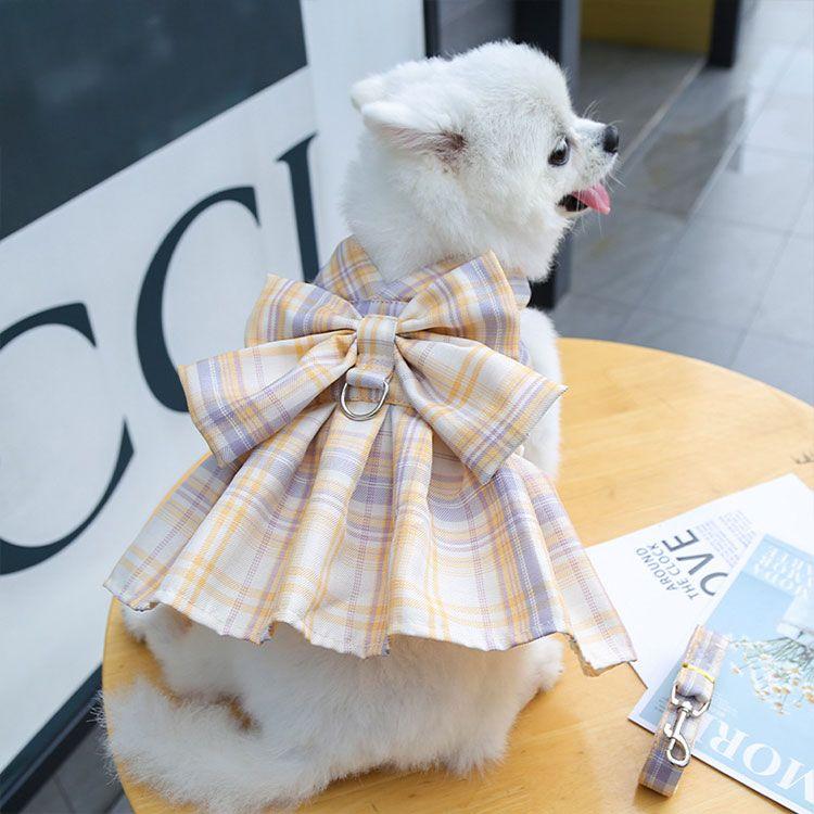 新商品プロモーション，数量限定 ペット用品 ハーネス リード ２点セット 猫用 小型犬用 かわいい 姫様 ワンピース 全８色 リード長さ120cmリード幅2cm XS ( 05-15kg ) Sペッ