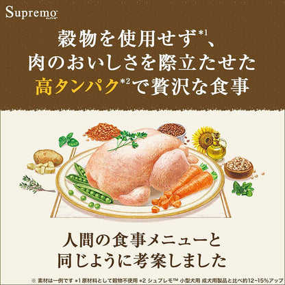 <a href="https://www.qoo10.jp/gmkt.inc/Search/brand.aspx?brandno=56208" target="_blank" class="title_brand" id="btn_brand" title="シュプレモ">シュプレモ</a>ニュートロ　超小型犬ー小型犬成犬用草原のレシピ　チキンのロースト　エンドウ豆・ニンジン・パセリ添え４ｋｇ＋パウチ１袋おまけ付　ＣＲＣ45―05―21―10―00
