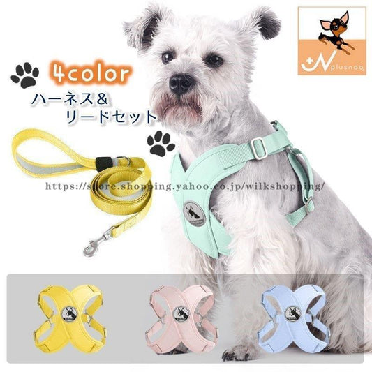 沸騰新柄追加 ハーネス リード 2点セット リーシュ付き 胴輪 ペット用 犬 ドッグ 猫 キャット 牽引紐 動物 小型犬 中型犬 おしゃれ かわいい お散歩グッズquma