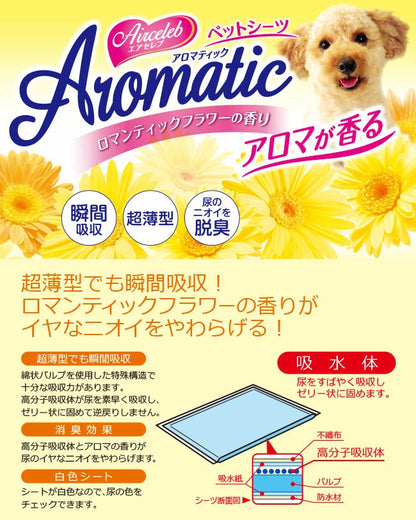 <a href="https://www.qoo10.jp/gmkt.inc/Search/brand.aspx?brandno=66334" target="_blank" class="title_brand" id="btn_brand" title="ペティオ">ペティオ</a>エアセレブ アロマティック ペットシーツ レギュラー 100枚 犬猫用 イヌ ネコ 香料付 高分子吸