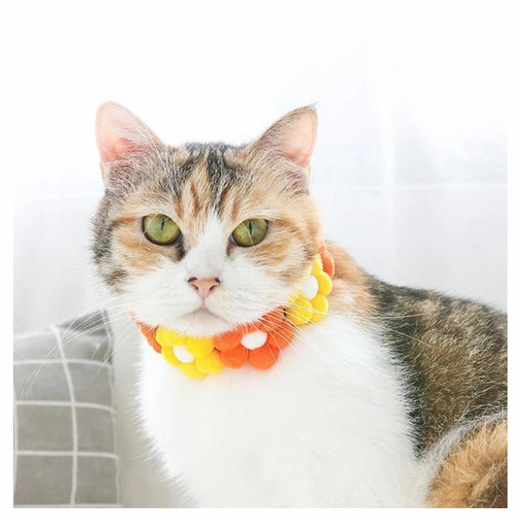 かわいいポンポン花！犬 首輪 猫 かわいい 小型犬 中型犬 おしゃれ ペット用カラー うさぎ お出掛け お散歩 ペット用品 ペットグッズ お花 カラフル 愛犬 愛猫