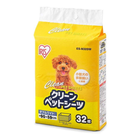 <a href="https://www.qoo10.jp/gmkt.inc/Search/brand.aspx?brandno=49458" target="_blank" class="title_brand" id="btn_brand" title="アイリスオーヤマ">アイリスオーヤマ</a>クリーンペットシーツ ダブルワイド32枚 ES-N32DW