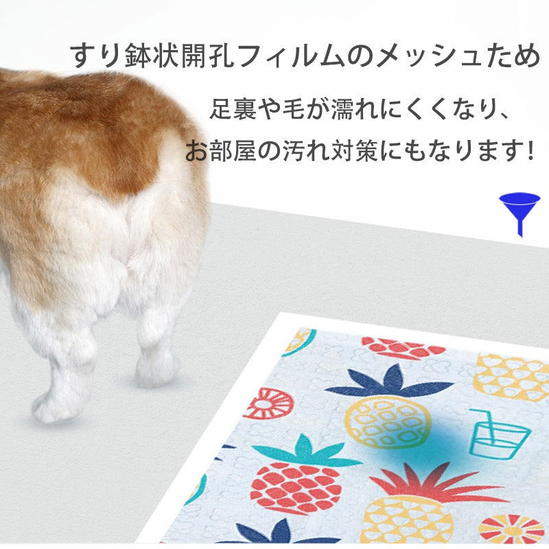 <a href="https://www.qoo10.jp/gmkt.inc/Search/brand.aspx?brandno=109151" target="_blank" class="title_brand" id="btn_brand" title="Honeycare">Honeycare</a>ペットシーツ パイナップル柄入り ペットシート厚型 サイズ選択可 レギュラー ワイド スーパーワイド かわいいな柄付き