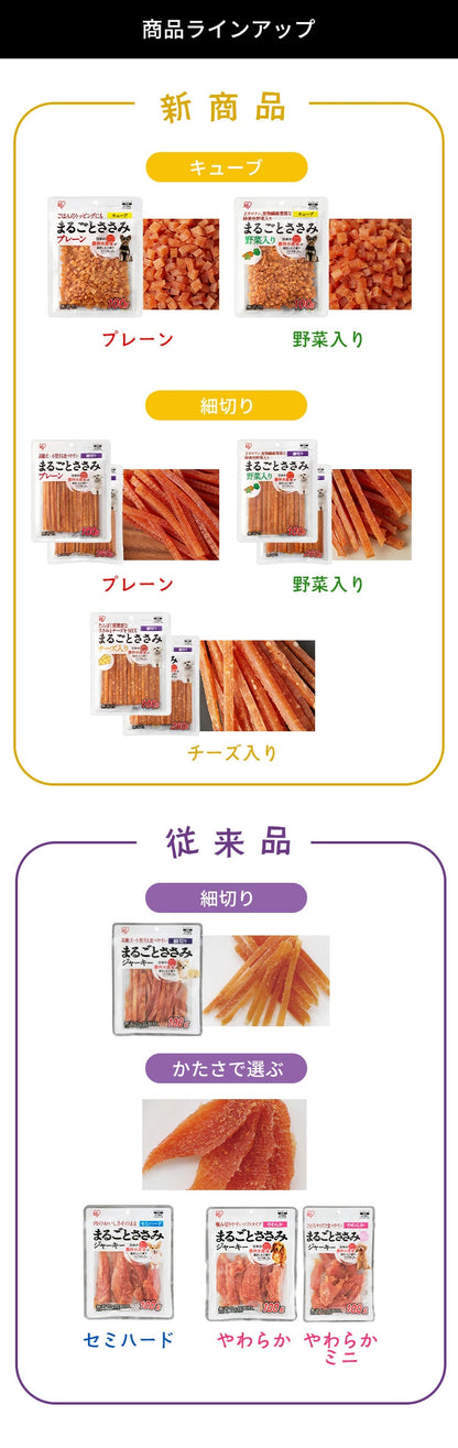 <a href="https://www.qoo10.jp/gmkt.inc/Search/brand.aspx?brandno=49458" target="_blank" class="title_brand" id="btn_brand" title="アイリスオーヤマ">アイリスオーヤマ</a>【6袋セット】犬 ジャーキー ソフト おやつ まるごとささみジャーキー 260g 細切り プレーン 野菜入り チーズ入り アイリスオーヤマ P-IJ-HSE メガ割