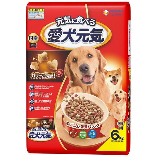 <a href="https://www.qoo10.jp/gmkt.inc/Search/brand.aspx?brandno=18151" target="_blank" class="title_brand" id="btn_brand" title="ユニ・チャーム">ユニ・チャーム</a>愛犬元気 全成長段階用 ビーフ緑黄色野菜小魚入り 6kg