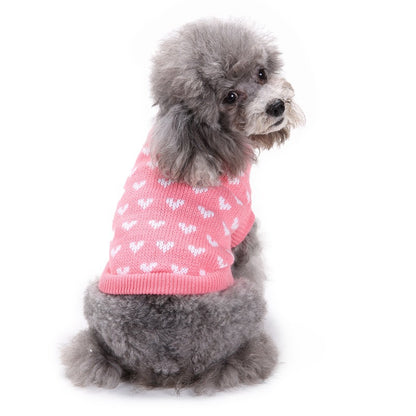 人気 可愛い ペット服 秋冬暖かいレッドピンクハート犬の服セータースカート休日クリスマス新年ペット服