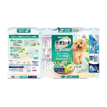 <a href="https://www.qoo10.jp/gmkt.inc/Search/brand.aspx?brandno=18151" target="_blank" class="title_brand" id="btn_brand" title="ユニ・チャーム">ユニ・チャーム</a>デオシート 消臭&フレグランス グリーンアロマの香り レギュラー 120枚