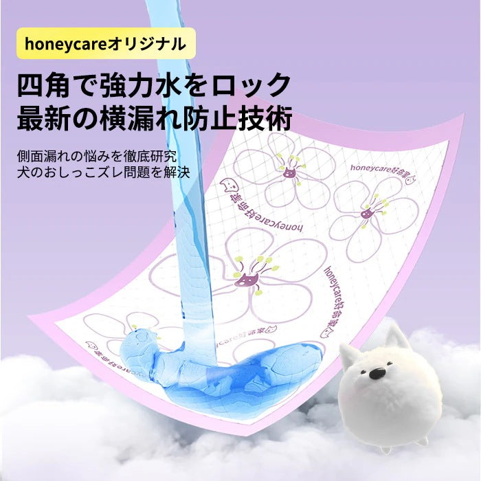 <a href="https://www.qoo10.jp/gmkt.inc/Search/brand.aspx?brandno=109151" target="_blank" class="title_brand" id="btn_brand" title="Honeycare">Honeycare</a>ペットシーツ 薄型 うす型 横漏れ防止 ペットシート犬猫 サイズ選択可 レギュラー400枚 ワイド200枚 スーパーワイド100枚