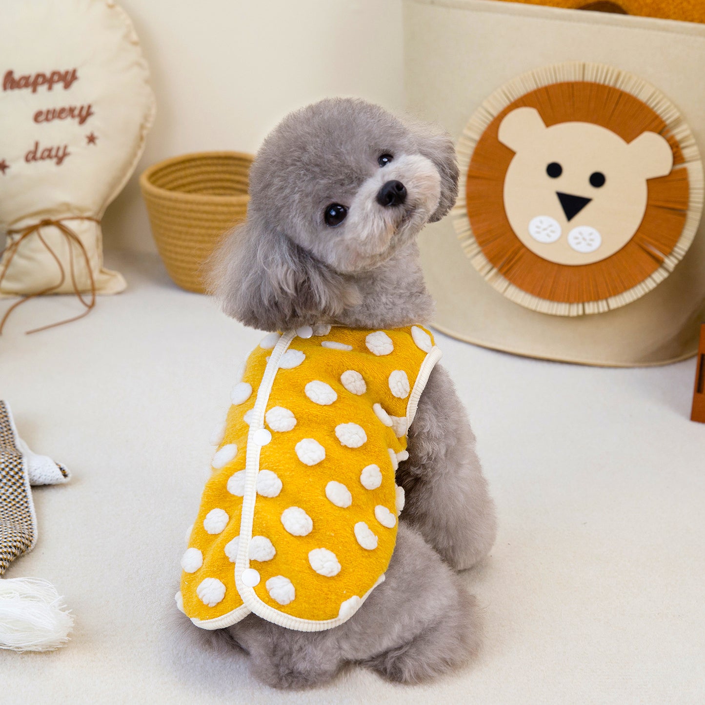 人気ペット用品犬服猫小型犬快適テディキュービック水玉フリースベスト