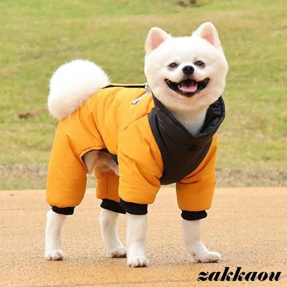 犬服 ハーネス 冬 ハーネス一体型 ダウン風ジャケット 洋服 保温 中綿ブルゾン ジャンパー カバーオール 小型犬 中型犬 犬の服 ジャケット 撥水 オシャレ 暖かい