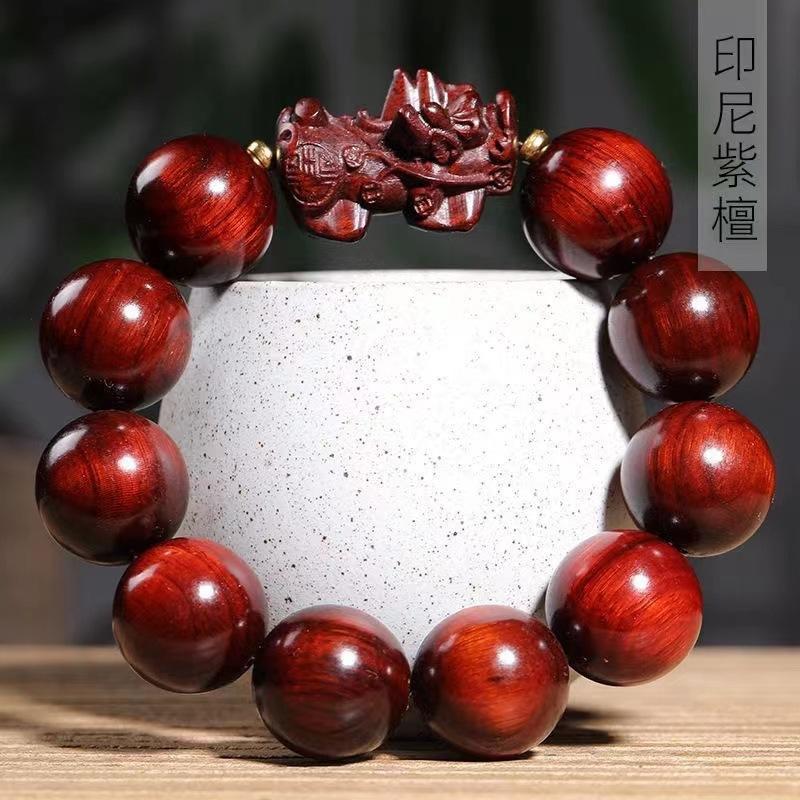 精品小叶紫檀文玩手串高密金星血檀108木质佛珠单圈工艺品批发