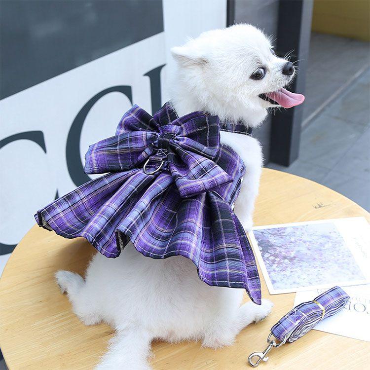 新商品プロモーション，数量限定 ペット用品 ハーネス リード ２点セット 猫用 小型犬用 かわいい 姫様 ワンピース 全８色 リード長さ120cmリード幅2cm XS ( 05-15kg ) Sペッ