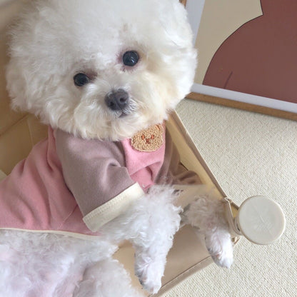 韓国 ペットウェア 新しい切り替えペット冬服 暖かいゆったりペットウェア シンプル中型犬服 可愛い