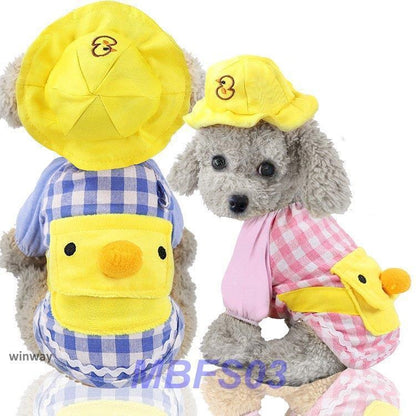 ワンちゃん服 小型犬 犬服 犬の服 おしゃれ 安い ドックウェア 犬服 ペット服 チェック柄 格子 幼稚園 帽子付き アヒル かわいい 春 秋 夏 通販