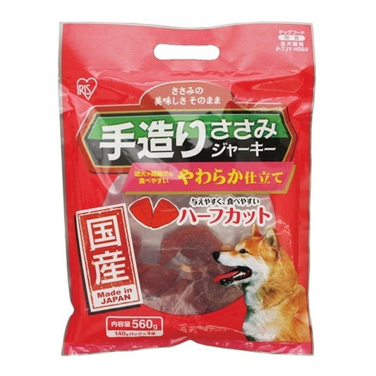 <a href="https://www.qoo10.jp/gmkt.inc/Search/brand.aspx?brandno=49458" target="_blank" class="title_brand" id="btn_brand" title="アイリスオーヤマ">アイリスオーヤマ</a>P-TJY-H560 国産手造りささみジャーキー やわらかハーフカット 140g4 メーカー直送