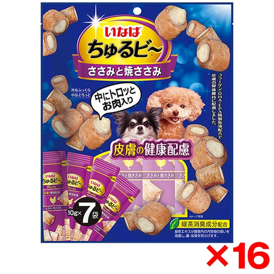 <a href="https://www.qoo10.jp/gmkt.inc/Search/brand.aspx?brandno=77771" target="_blank" class="title_brand" id="btn_brand" title="いなばペットフード">いなばペットフード</a>16個セット いなば ちゅるビ～ ささみと焼ささみ 皮膚の健康配慮 10g×7袋