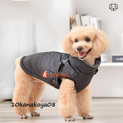 犬 服 ウエア ベスト 犬の服 秋 冬 背中開き タンクトップ ジャケット コート アウター 反射テープ 裏起毛 暖かい あったか ハーネス付き ファス