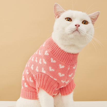 人気 可愛い ペット服 秋冬暖かいレッドピンクハート犬の服セータースカート休日クリスマス新年ペット服