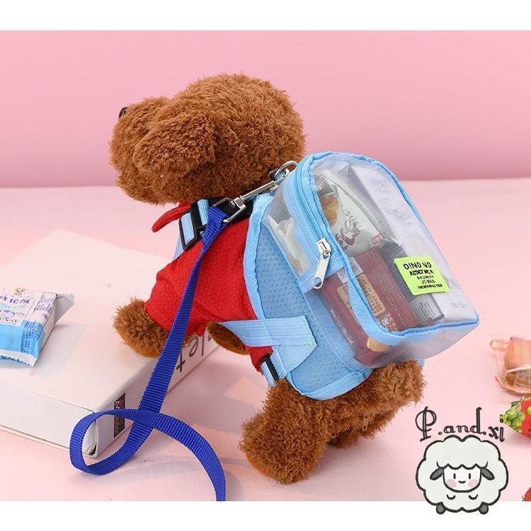 ペット用 リュック付きハーネス お出掛け 散歩グッズ 犬用 旅行 胴輪 外出 バックパック かわいい リュックサック ワンタッチバックル Dカン付き