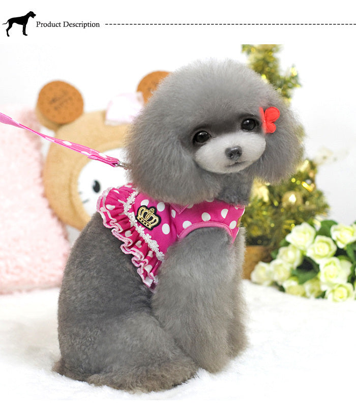犬 胴輪 キャット ワンピース ハーネス 水玉 ウェアハーネス リード ドレス ペット 付 服 ドッグ