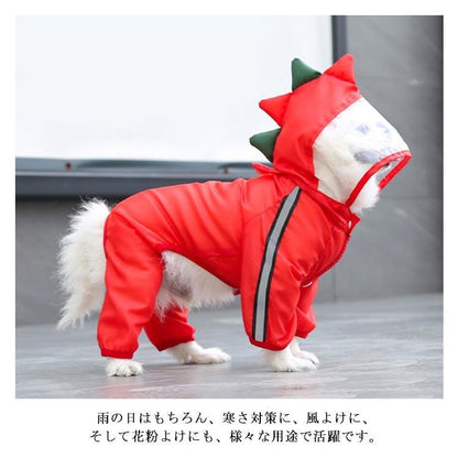 犬服 レインコート ドッグウェア 雨具 レインウェア ポンチョジャケット ペット服 ドッグ フード付き 反射テープ付き 雨の日 防水