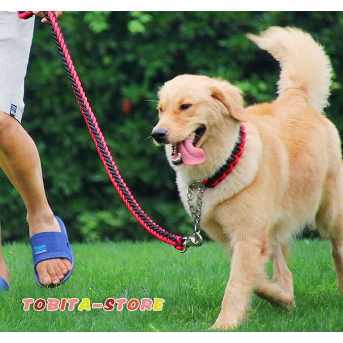 犬 リード 首輪 極太 ペット ドッグ ハーフチョーク チョーカー 編込み 大型犬 中型犬 小型犬