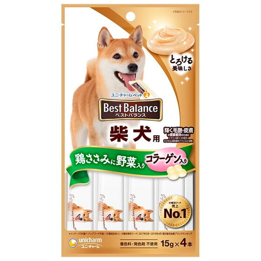 <a href="https://www.qoo10.jp/gmkt.inc/Search/brand.aspx?brandno=18151" target="_blank" class="title_brand" id="btn_brand" title="ユニ・チャーム">ユニ・チャーム</a>ベストバランスおやつ 柴犬用 鶏ささみに野菜入り 15g4本