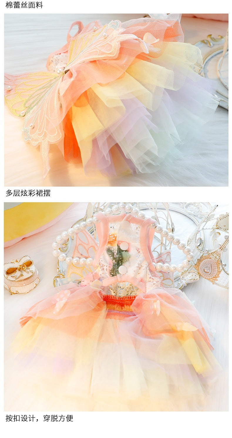 可愛い XS-XL春夏秋薄手の金ガス透過性涼しい犬の服かわいいフルーツ猫のチョッキ着新生ミルク犬のミルク猫のプリンセスワンピース子犬マシュマロ小型犬ペットテディ服キャミソール蝶の猫犬服CXDZ36