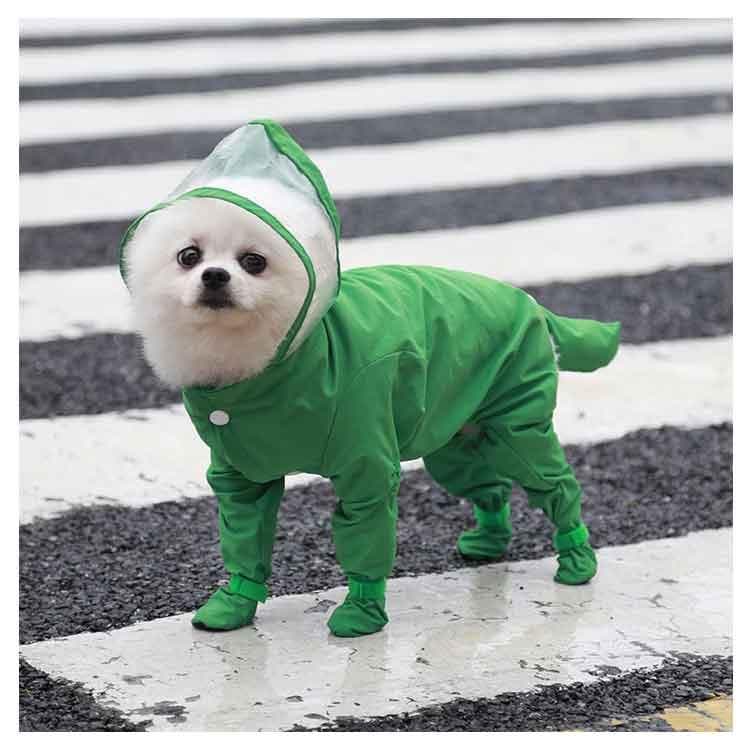 中型犬 ペット用品 犬 着せやすい ペット 中小型犬 ドッグウェア 防水 雨具 4脚カバー 軽量 つなぎ お出かけ 雨の日 レインコート プードル