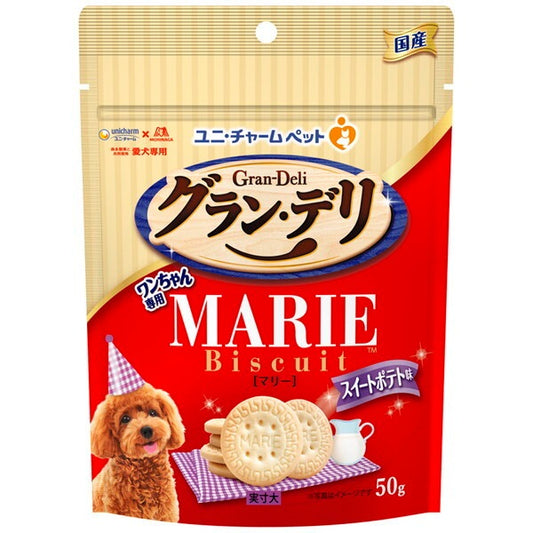 <a href="https://www.qoo10.jp/gmkt.inc/Search/brand.aspx?brandno=18151" target="_blank" class="title_brand" id="btn_brand" title="ユニ・チャーム">ユニ・チャーム</a>グランデリ ワンちゃん専用マリービスケット スイートポテト味 50g