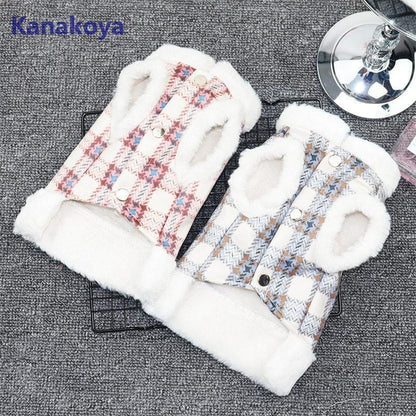 犬 服 ペットウェア 秋 冬 裏ボア 裏起毛 チェック柄 保温 防寒 あったか ドッグウェア 小型犬 中型犬 ペット用 愛犬 猫 旅行 お散歩