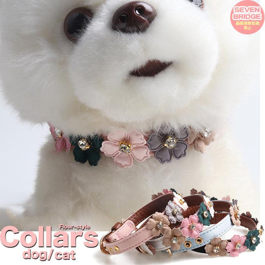 小型犬 犬 フラワー 猫 中型犬 キャット ドッグ ペットグッズ ペット カラフル レザー 首輪 花