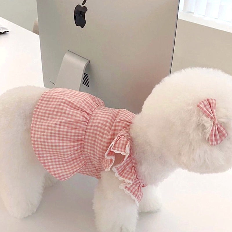 [犬 服]犬 洋服 ins人気商品 ペット夏犬スリングレースドレス子犬猫服薄いスタイル
