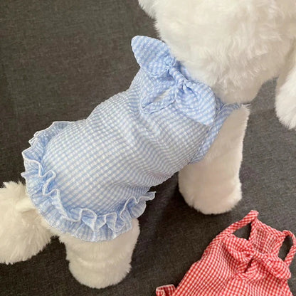 [犬 服]犬 洋服 ins人気商品 かわいい弓ホルタードレス ペット 春 薄い 犬 猫 イヌ 夏服