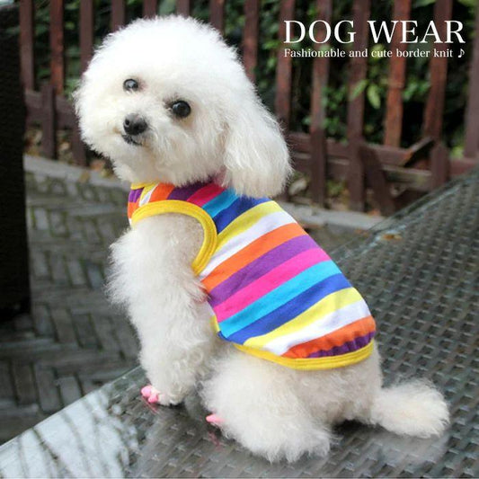 新商品プロモーション，数量限定 犬 猫 服 ウェア カラフル ボーダー ペット ドッグ ドッグウェア 小型犬 中型犬 タンクトップ犬 猫