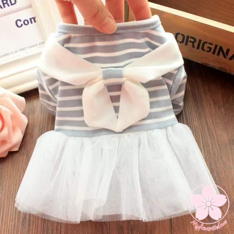 新品 大人気 ペット 服 安い 犬 春 夏 秋 ボーダー ワンピース フリル かわいい 可愛い ハイブランド 猫 ドッグウェア