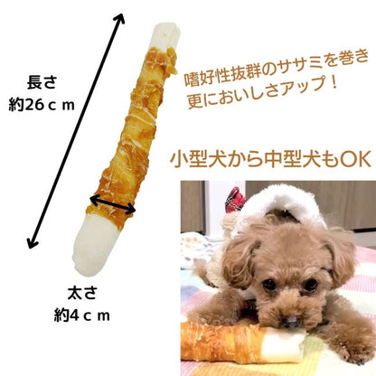 <a href="https://www.qoo10.jp/gmkt.inc/Search/brand.aspx?brandno=112304" target="_blank" class="title_brand" id="btn_brand" title="ペットプロ">ペットプロ</a>ペットおやつ イヌ用 ササミ巻 ガム ビッグサイズ ロングタイプ 噛み応え 運動後 散歩後 食後 ごはん後 贅沢 しつけ ごちそう ギフト メール便発送/PPBIGガムささみ巻き1本入り