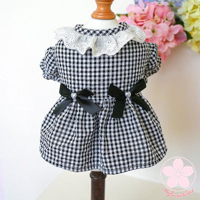 新入庫 ペット 服 安い 犬 春 夏 秋 ブラック チェック 柄 ワンピース かわいい 可愛い ハイブランド 猫 ドッグウェア