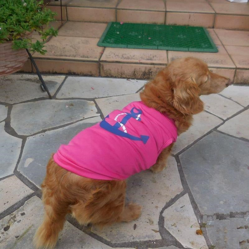 超目玉新品 ペットファッション 犬服 ドッグウェア ペットウェア 薄手 ノースリーブ プリントＴシャツ 碇 マリン 犬用 犬 いぬ ドッグ 可愛い かわいい
