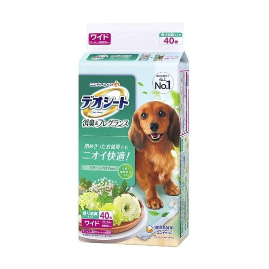 <a href="https://www.qoo10.jp/gmkt.inc/Search/brand.aspx?brandno=18151" target="_blank" class="title_brand" id="btn_brand" title="ユニ・チャーム">ユニ・チャーム</a>デオシート 消臭&フレグランス グリーンアロマの香り ワイド 40枚