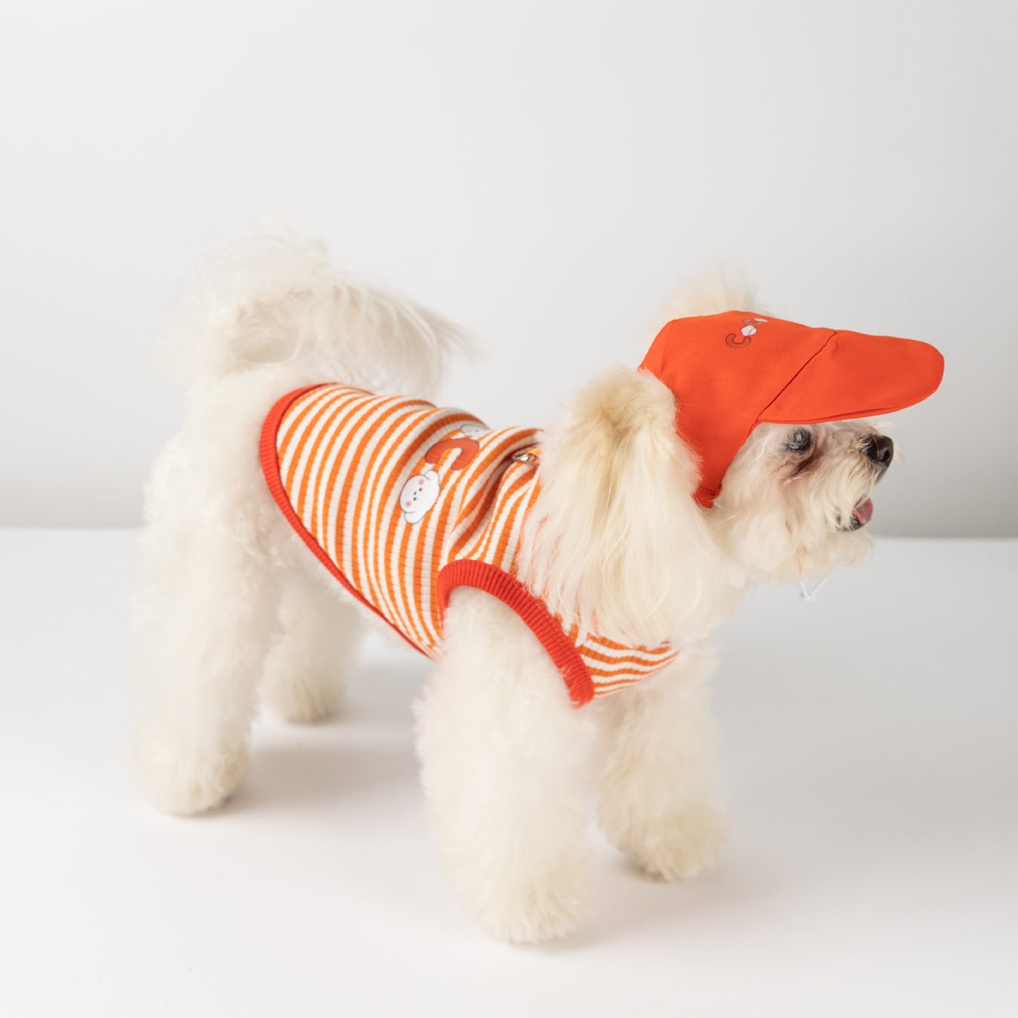犬 洋服 春夏犬服ボーダーベスト帽子リードスリング小型犬猫ペット服
