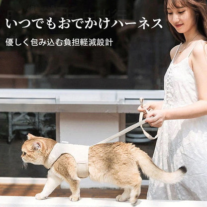 犬猫用胸当て＆ハーネス＆リードセット サイズ調節可 簡単装着 抜けない 通気性 ペット胸当て ペットリード 牽引ロープ ベルト 胴輪 ベスト ドッグネコ用品 ペットグッズ 胴輪 引きひも 安