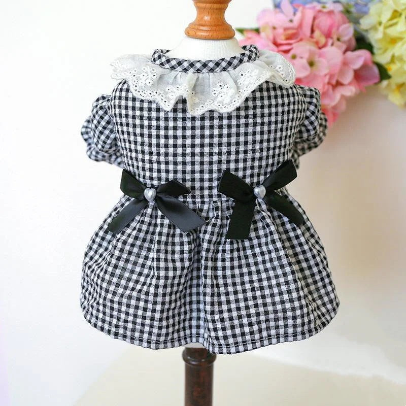 新入庫 ペット 服 安い 犬 春 夏 秋 ブラック チェック 柄 ワンピース かわいい 可愛い ハイブランド 猫 ドッグウェア