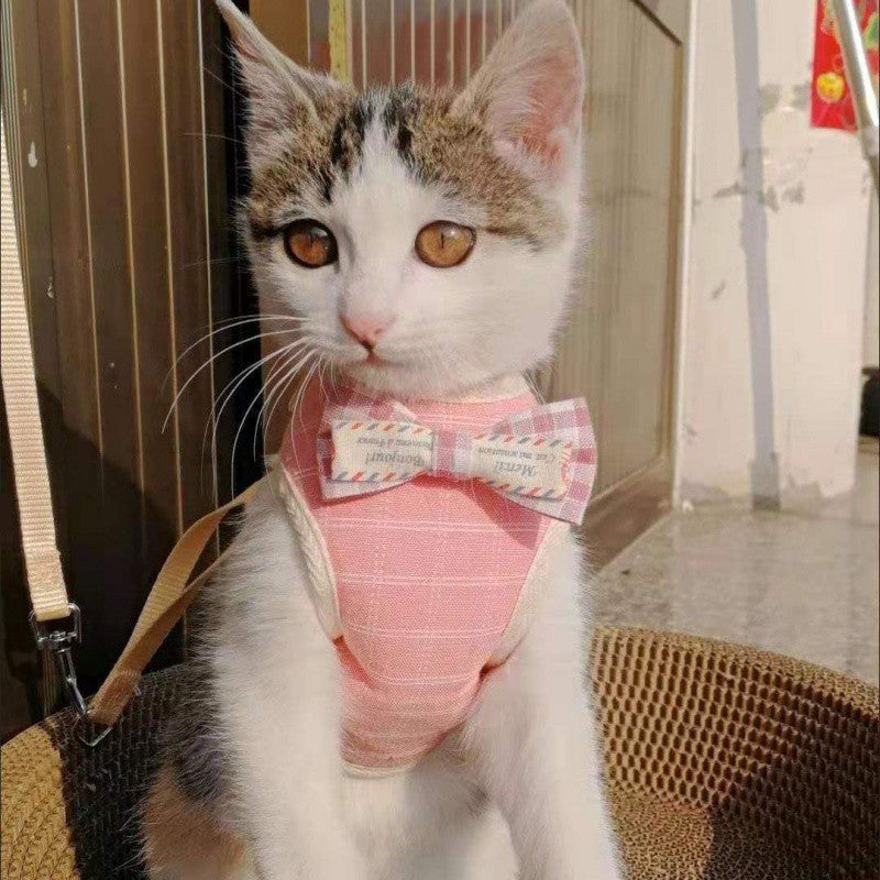 品質保証 ハーネス 犬 猫 おしゃれ ストライプ 簡単装着 かわいい 脱げない メッシュ 小型犬 中型犬 ネコ 胴輪 リードセット 散歩 リボン ペット ドッグ キャット 犬猫用