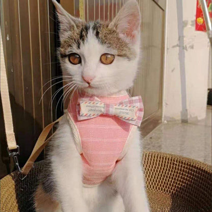 品質保証 ハーネス 犬 猫 おしゃれ ストライプ 簡単装着 かわいい 脱げない メッシュ 小型犬 中型犬 ネコ 胴輪 リードセット 散歩 リボン ペット ドッグ キャット 犬猫用