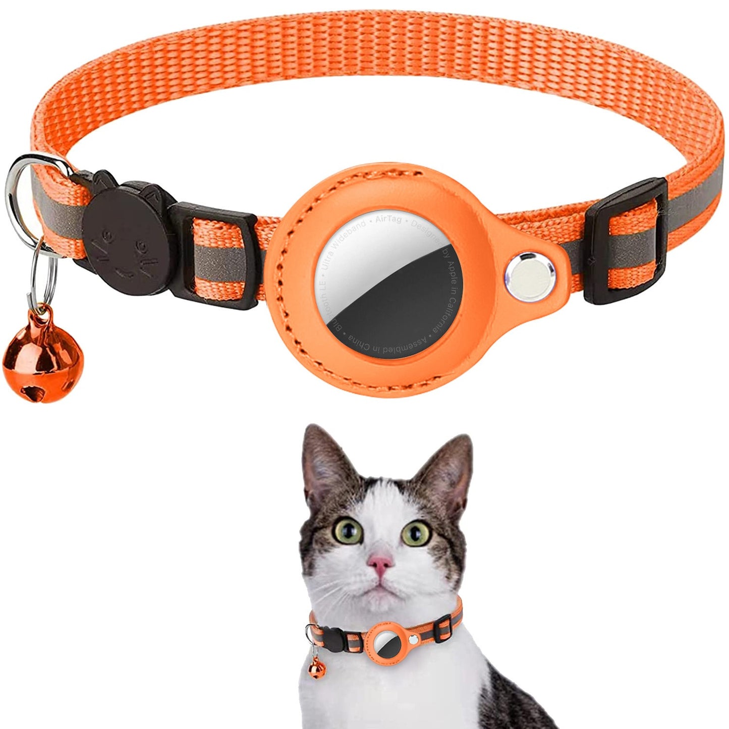 AirTag 保護ケース カバー 紛失防止 首輪 ペット首輪 犬 猫 動物 エアタグ AirTagケース エアタグ 収納ケース 猫首輪 犬首輪 ベル付き サイズ調節可能 反射 迷子 GPS 追跡 軽量